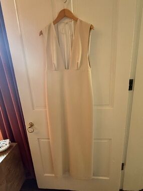 Rachel Comey Genteel Cream Deep-V Midi Dress